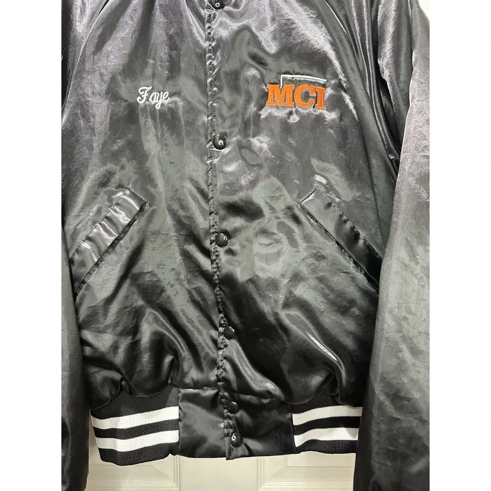 Vintage‎ MCI Women's Small Satin Bomber Jacket Retro Pla-Jaq By Dunbrooke